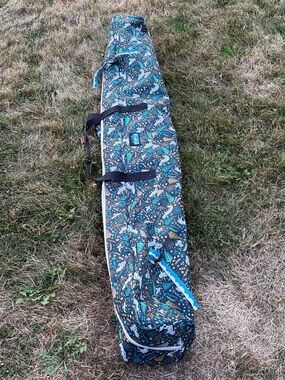 Ski & ski pole bag Teal & Black Patterned